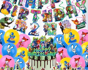 Animal Theme Birthday Party Decor-Banner,A Themed Party Featuring Rabbits And Foxes,Fantasy Animal Themed Birthday Gift Party For Children