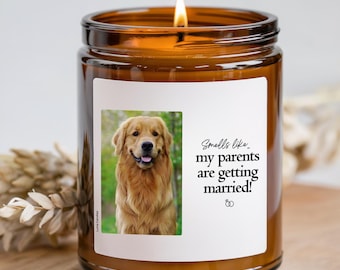 Vela personalizada para mascotas para bodas, Regalo personalizado para perros para compromiso, Regalos personalizados para parejas para compromiso, Regalos para recién comprometidos, Regalo personalizado para prometidos