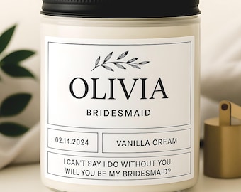 Bridesmaid Proposal Candle: Personalized Soy Wax Gift