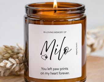 Candela commemorativa personalizzata per animali domestici, regalo di condoglianze per animali domestici, regalo per la perdita di un animale domestico, perdita di un cane, memoriale per cani, ponte arcobaleno, candela per animali domestici, ricordo del cane