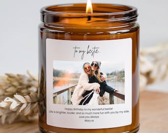 Photo Candle Custom Text, Personalized Scented Candles,  Birthday Gift For a Friend, bestfriend, bestie