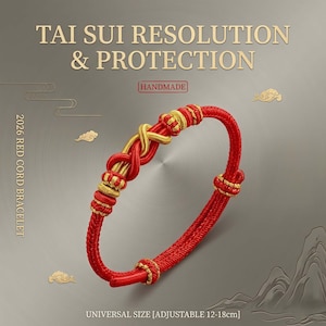 Handmade Red Cord Bracelet, 2026 Year of Horse, Chinese Zodiac Protection Charm