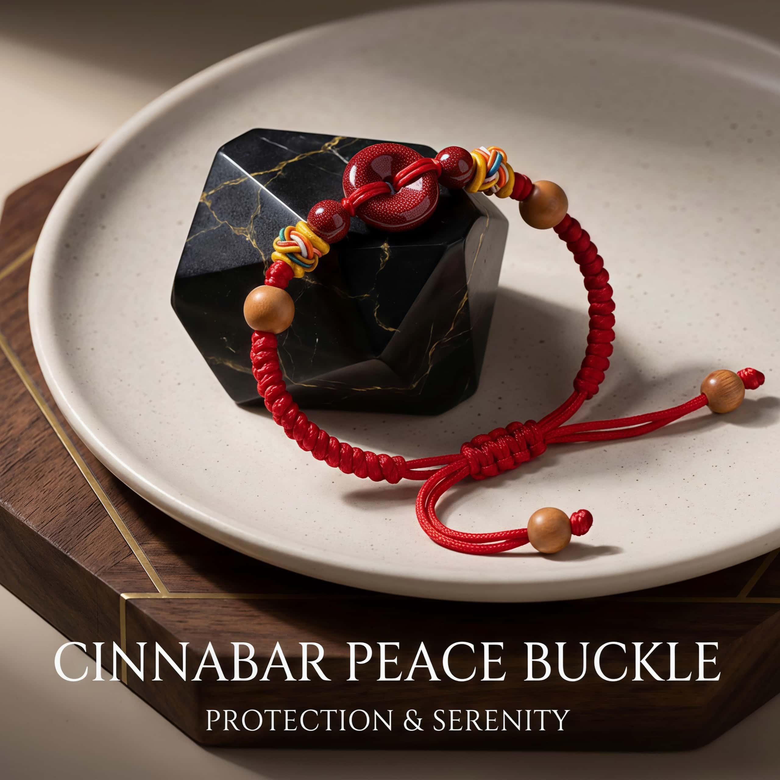 Cinnabar Peace Buckle Bracelet, Purple Gold, Red String