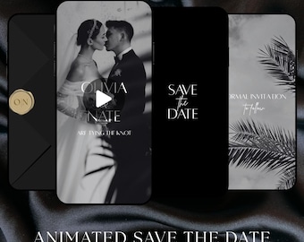 Luxury Black Wedding Save the Date Animated Video Invitation Modern Classy Digital Invite