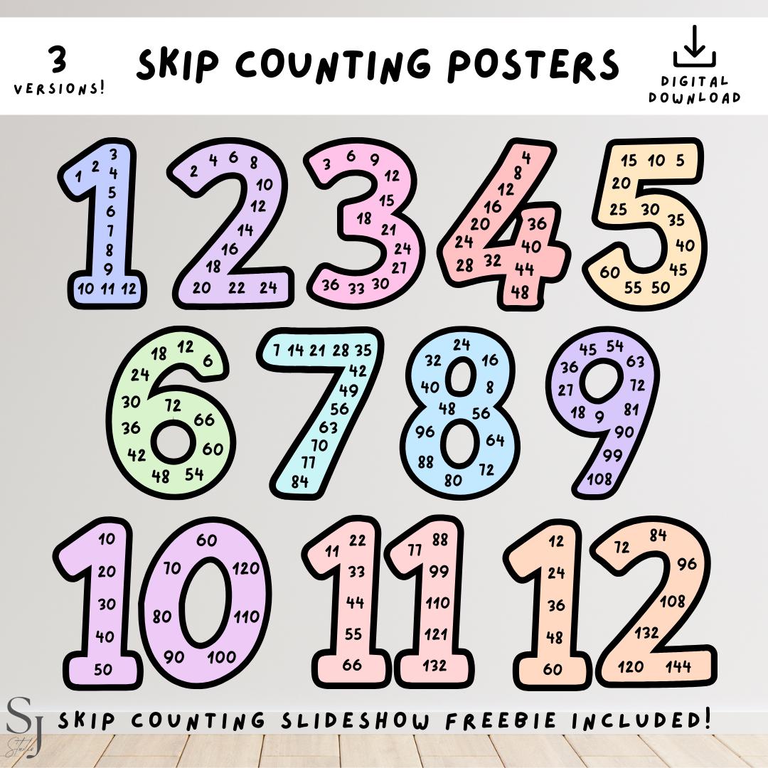 Skip Counting Posters Classroom Homeschool Number Display Math Posters ...