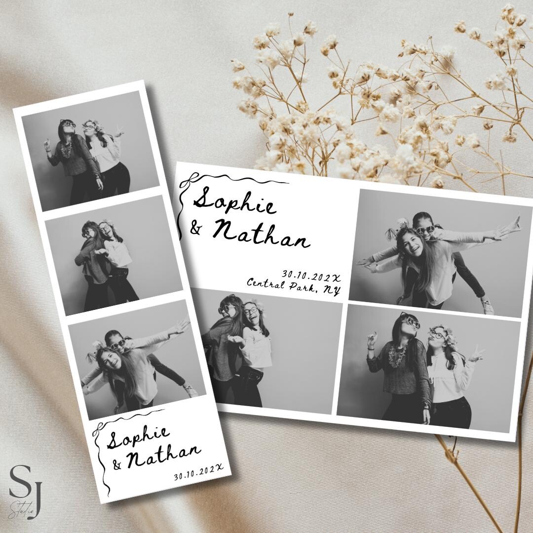 Event Photo Booth Strip Frame Template Minimalist Bow Wedding