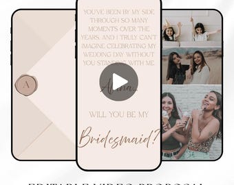 Bridesmaid Maid of Honor Proposal Video Editable Template Bridal Party Invite (Instant Digital Download)