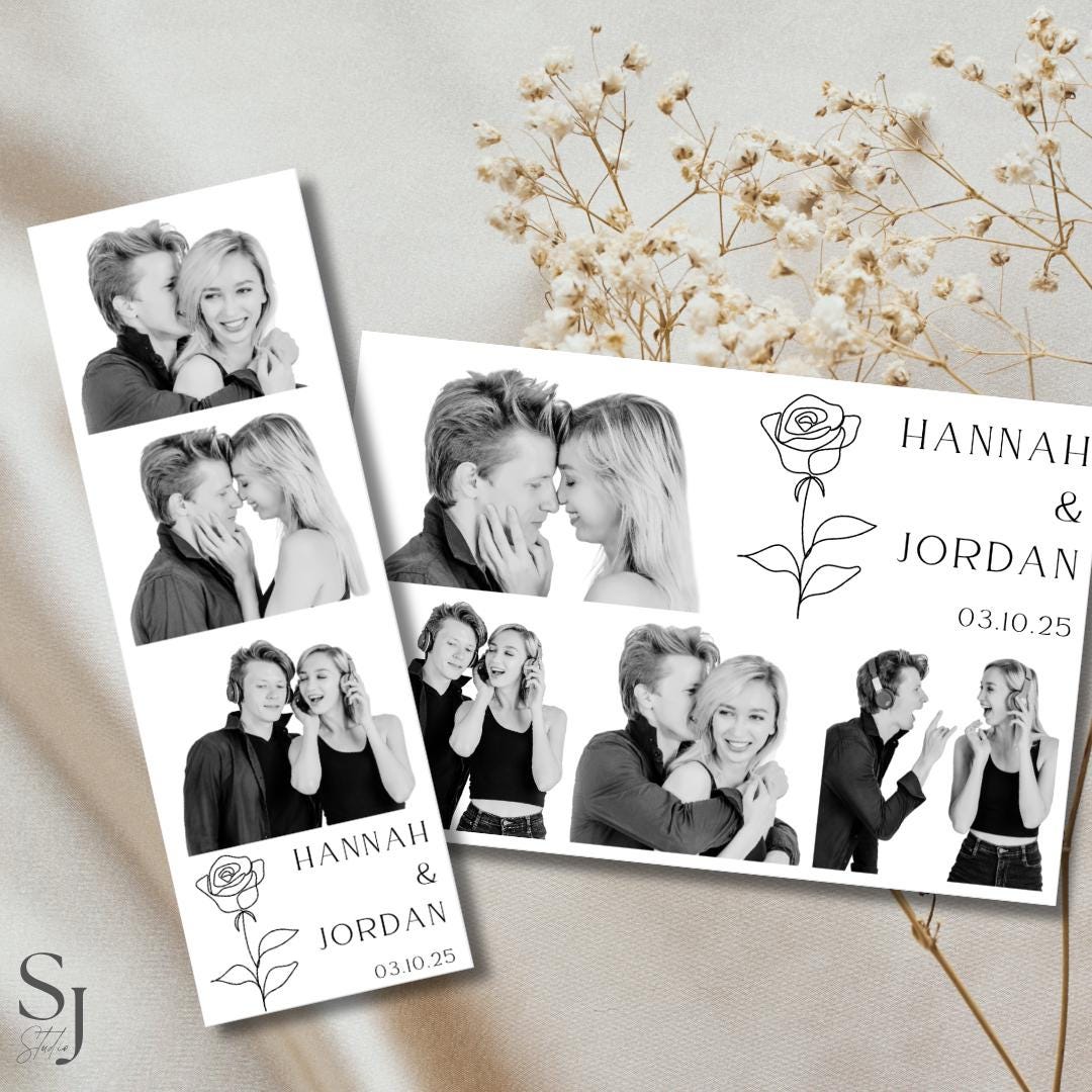Event Photo Booth Strip Frame Template Minimalist Wedding Engagement