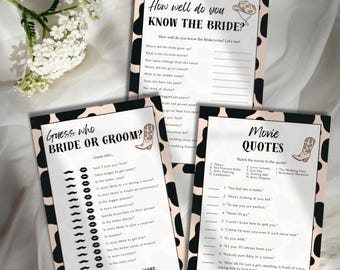 Last Rodeo Bridal Shower Game Bundle Aanpasbare sjabloon Vrijgezellenfeest Bewerkbare printbare bruiloftspellen