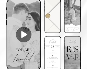 Animated Wedding Video Invitation Minimalist Modern Editable Canva Template Digital Invite (Instant Download)