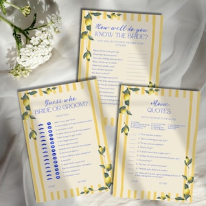 Pacchetto di 30 giochi per addio al nubilato, modello modificabile e stampabile, addio al nubilato, limone, Amalfi