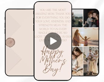 Tarjeta de video animada personalizable para el Día de la Madre. Regalo de foto digital para mamá.