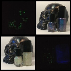 Starry Skies Glow in the Dark Stars Multidimensional Blue Purple Galaxy iridescent Nail Polish image 4