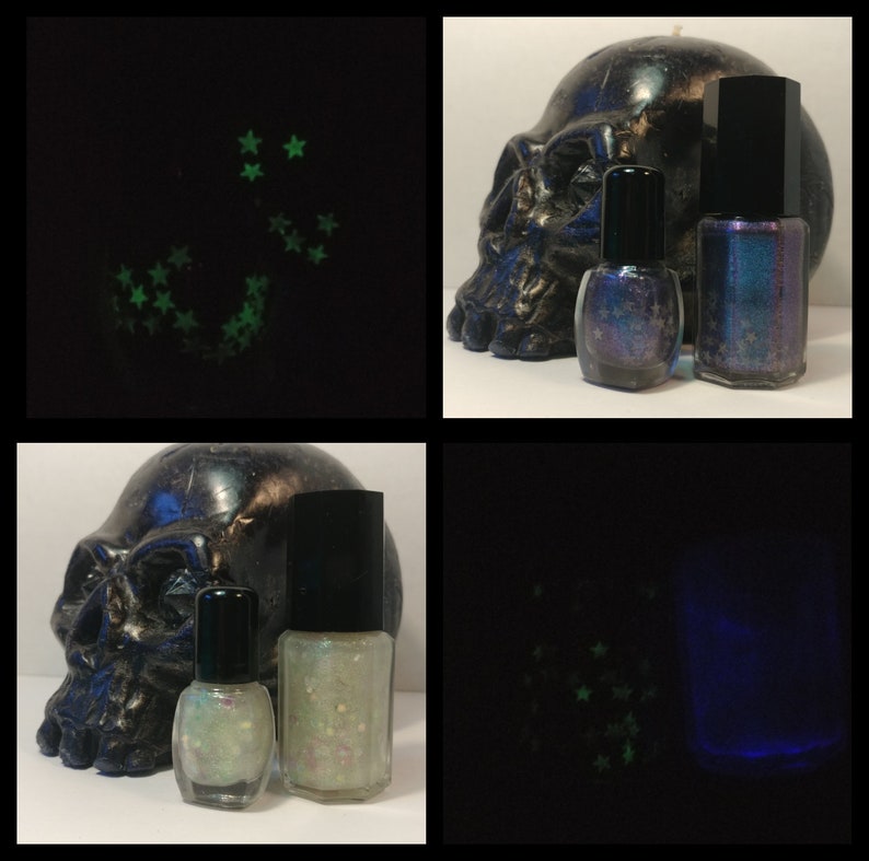 Starry Skies Glow in the Dark Stars Multidimensional Blue Purple Galaxy iridescent Nail Polish image 4