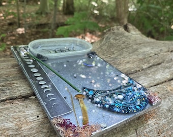 Silver Grey Travel Altar Tray for Witches