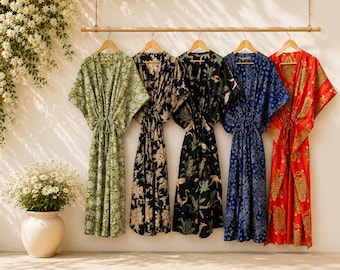 Handgemaakte kaftan, katoenen kaftan, plus size, normale maat, kaftan, resortkleding, katoenen loungewear, katoenen nachtkleding, nachtjapon, Moederdagcadeau, boho