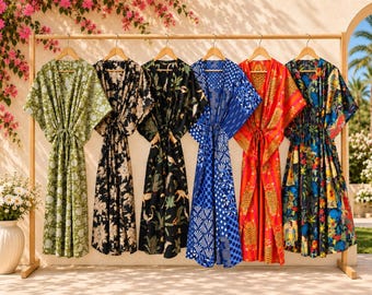 Caftán hecho a mano, caftán de algodón, tallas grandes, tallas regulares, caftán, ropa de resort, ropa de estar por casa de algodón, pijama de algodón, camisón, regalo del Día de la Madre, boho