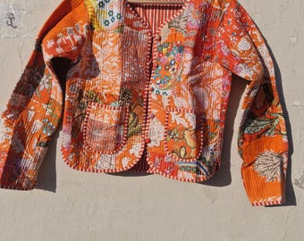 Floral Patchwork Quilted Jacket: Boho Oversized Bomber