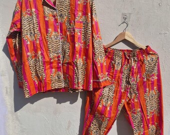 Handmade Cotton Pajama Set, Indian Block Print Nightwear