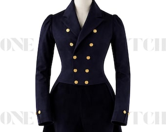Men’s Navy Blue Wool Regency Tailcoat 1810s–1830s British Style Formal Coat Vintage Gentleman