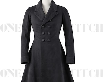 Regency Black Victorian Frock Coat Edwardian Style Long Formal Overcoat for Men Vintage Classic