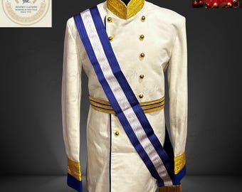 Abrigo de lana azul con ribete blanco para hombre, hecho a medida, nuevo, ideal para recreaciones históricas. Chaqueta de reencarnación.