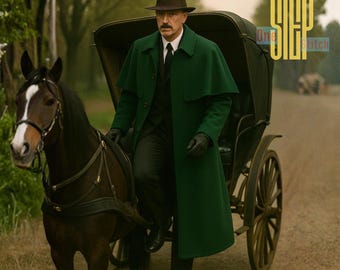Capa Inverness verde cochero / Capa de montar estilo detective / Abrigo victoriano Garrick