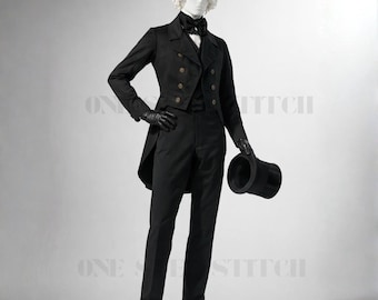 1830s Italian Wool Tailcoat | Victorian Era Formal Dress Coat for Regency Cosplay & Wedding