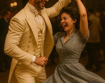 Traje clásico blanco estilo Regencia, esmoquin formal para bodas y traje de salón para teatro de época.