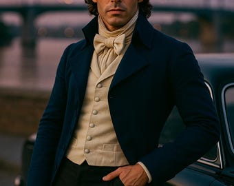 Frac Regencia para hombre – Chaqueta formal de salón histórica victoriana – Abrigo de traje de la época de Jane Austen