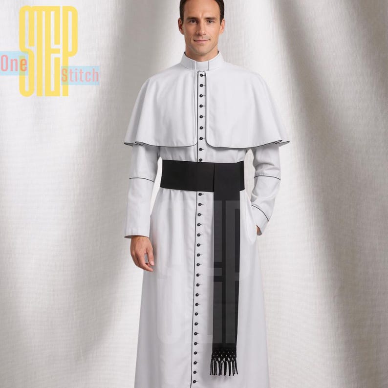Cassock Style Robe Handmade White Wool Clergy Cassock With Cape - Catholic Bishop Robe - Etsy