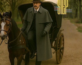 Capa gris eduardiana de Inverness / Estilo detective de Sherlock Holmes / Abrigo de Garrick / Traje de montar a caballo