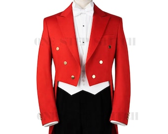 Chaqueta de caza victoriana estilo Regencia de Moss Brothers: chaqueta formal ecuestre de lana roja