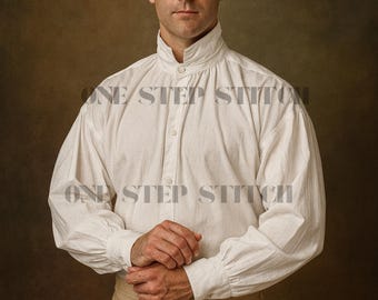 Victorian Men’s White  Regency Historical Cotton Shirt | 18th Century Gentleman Poet Shirt