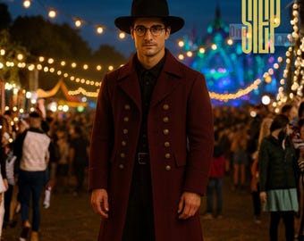 Abrigo de lana burdeos estilo Regencia / Gabardina victoriana vintage / Prendas de abrigo góticas estilo Regencia