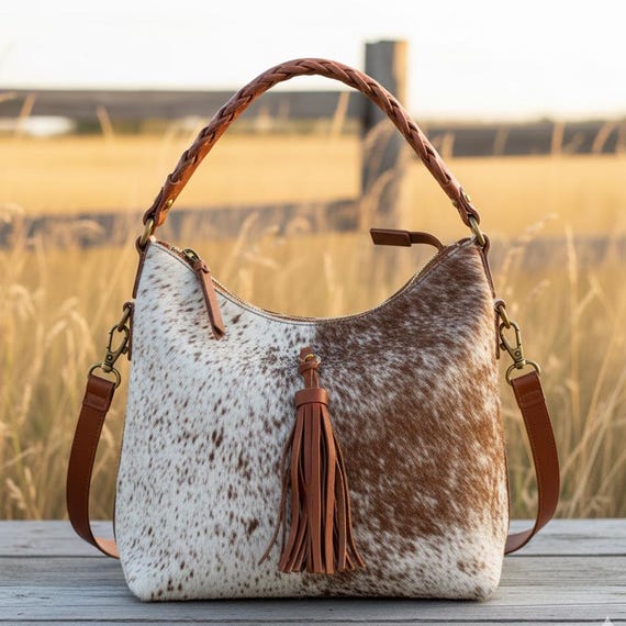 Cowhide Hair on Leather Bag - Western Style Fur Shoulder Tote bags for women