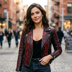 Snakeskin Leather Biker Jacket Handmade Python Motorcycle Blazer biker lederjacken