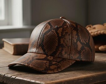 Handmade Snakeskin baseball cap– Luxury Adjustable Caps for Men & Women - Python -  lederkappe