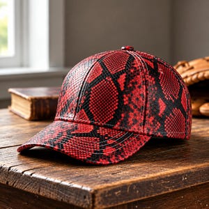 Handcrafted python leather Cap , snakeskin luxury caps exotic animal skin adjustable streetwear style