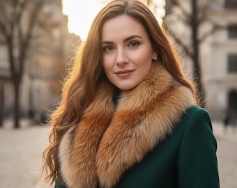 Fur collar, long fin Faux fur scarf