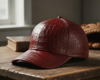 Natural crocodile Leather Baseball Cap / Handmade Leather Hat/ Exotic  caps For Men
