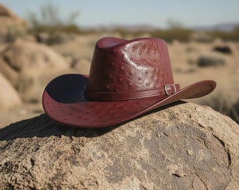 Ostrich Leather Hat ,Handmade Fedora Hat for Men & Women,