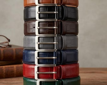 Crocodile Leather Belt Men Women  , Ledergurtel  Herre