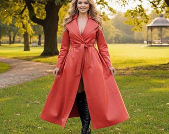 Handmade Leather Coat For Women, damen ledermantel