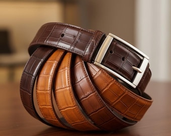 Personalized Alligator Leather Belt Men or Women, Gift for Him, Leather Accessory