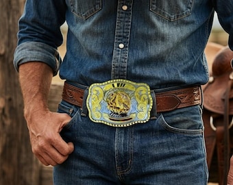 Praying Cowboy Belt Buckle – Western Eagle, Christian Cross, Rodeo Style, Gold Silver Finish