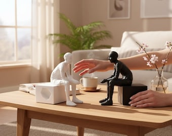 Modern Minimalist Sitting Thinker Sculpture – Abstract Resin Art for Home & Office Decor