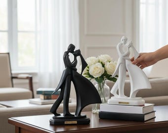 Abstract Dancer Figurine | Modern Black and White Resin Art Sculpture | Living Room & Home Decor