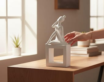 Abstract Figures Statue | Minimalist Modern Resin Character Sculpture | Desk & Room Decor