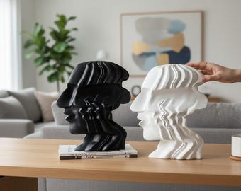 Abstract Face Statue | Modern Shadow Sculpture | Desk & Home Decor
